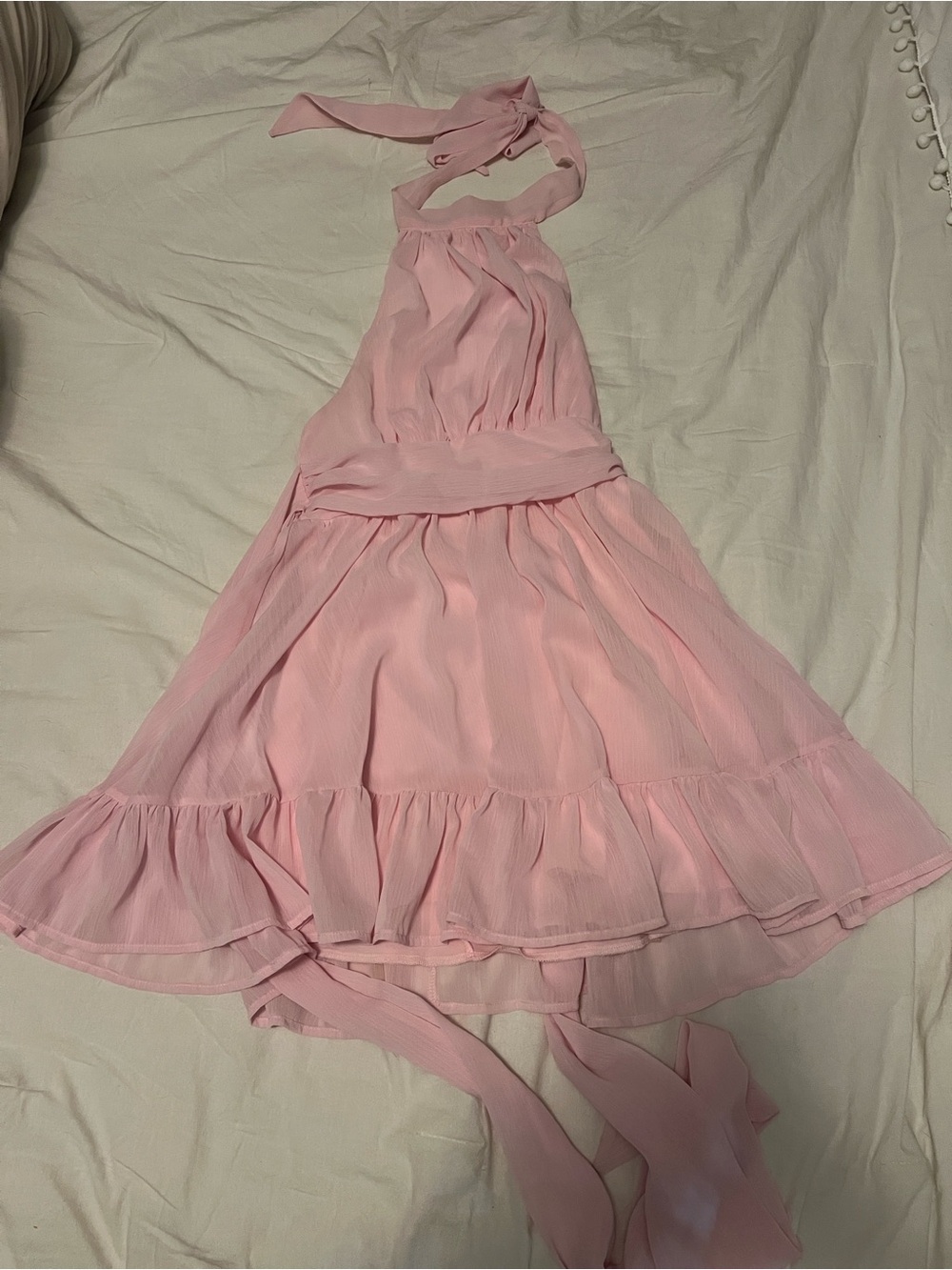 Lucy in the Sky Light Pink Halter Ruffle Dress